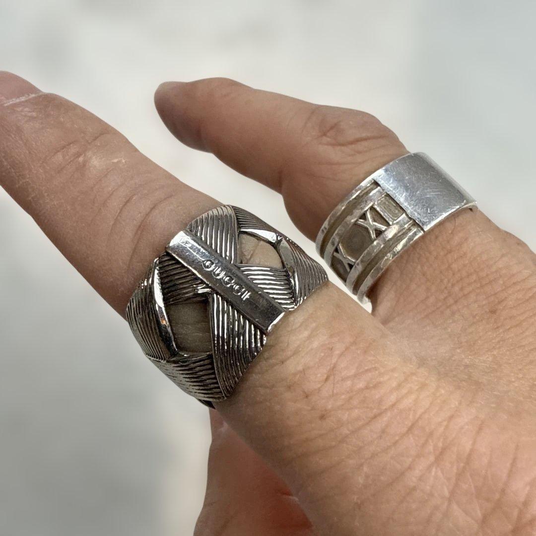 GUCCIグッチ　希少デザイン　シルバー925 クロスリング 19号