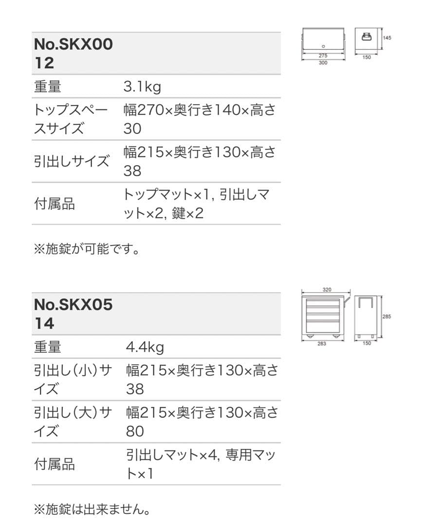 新品 KTC ミニチェスト&KTCミニキャビネットセットSKX0010R