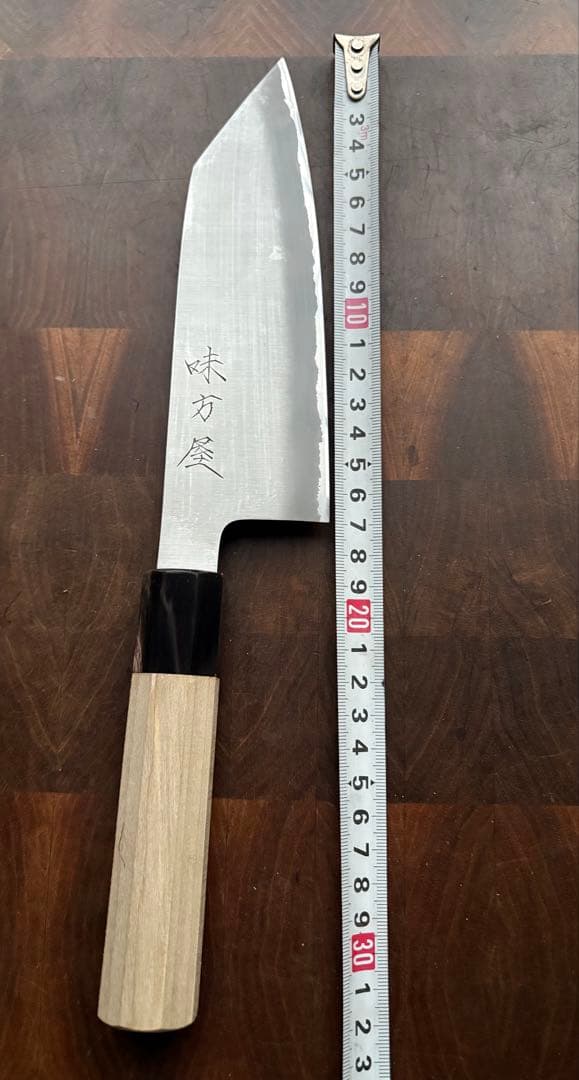 日野浦　睦　味方屋　切付　文化(三徳) 180mm 6寸　包丁　白鋼　和包丁　霞