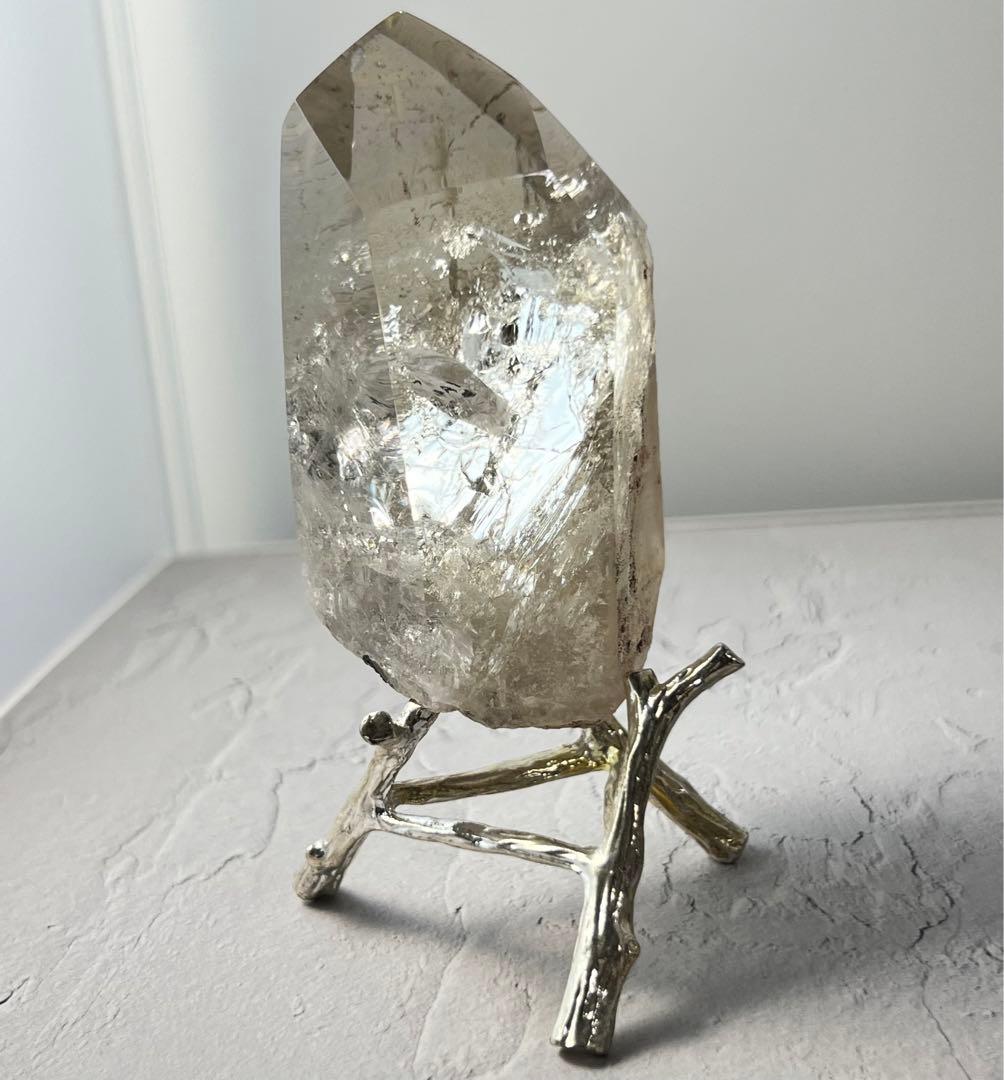 天然石 秘蔵品 美品 スモーキークォーツポイント ハーフポリッシュ