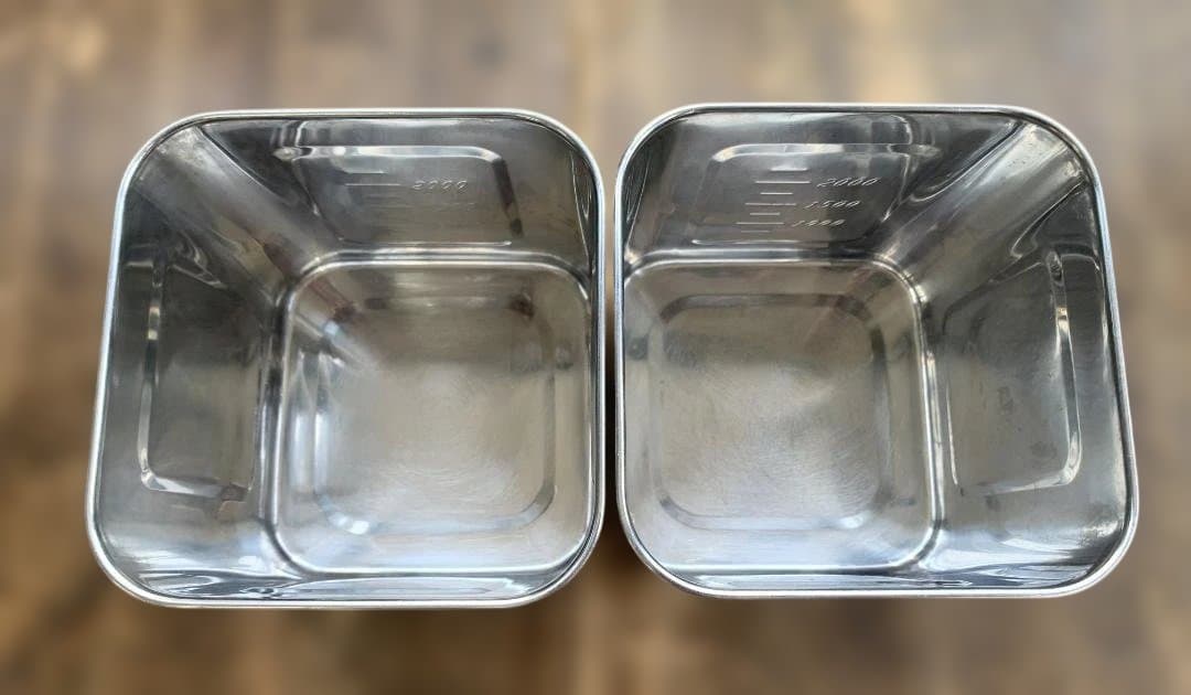 ユキワ 18-8ステンレス 角深型キッチンポット 6個セット 手・目盛・蓋付