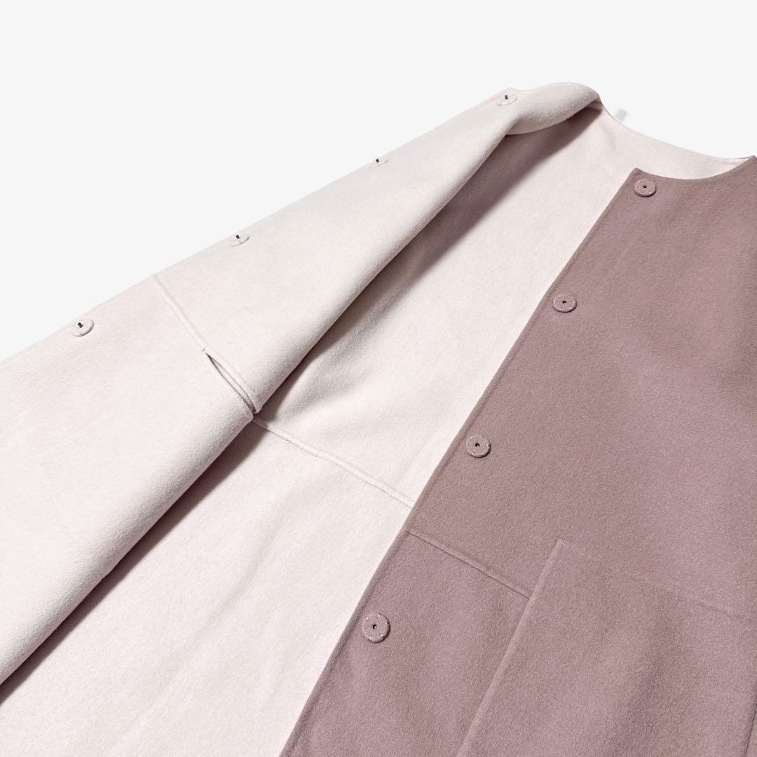 極美品✨️定価9.9万　アドーア　リバーノーカラーリバーシブルコート　ピンク　38