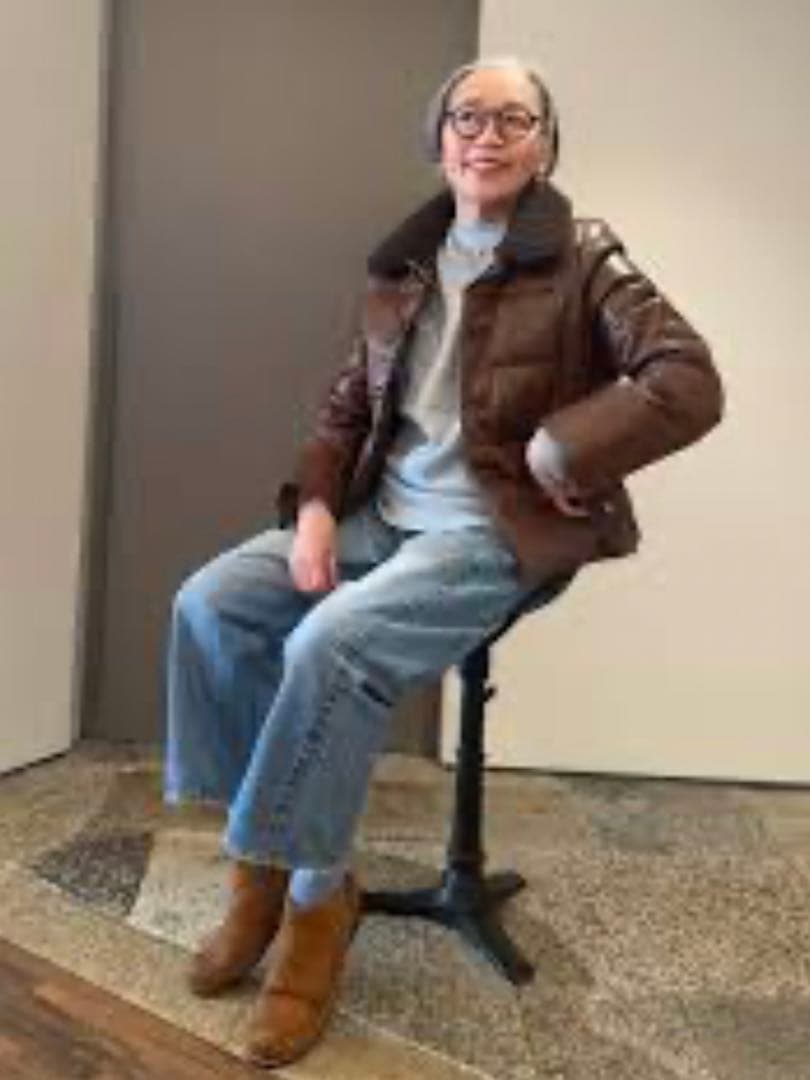 45R 45rpm 馬皮革　ダウン入りジャッケット　クリーム　カシミヤ付け襟