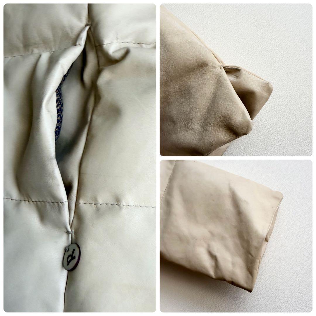 45R 45rpm 馬皮革　ダウン入りジャッケット　クリーム　カシミヤ付け襟