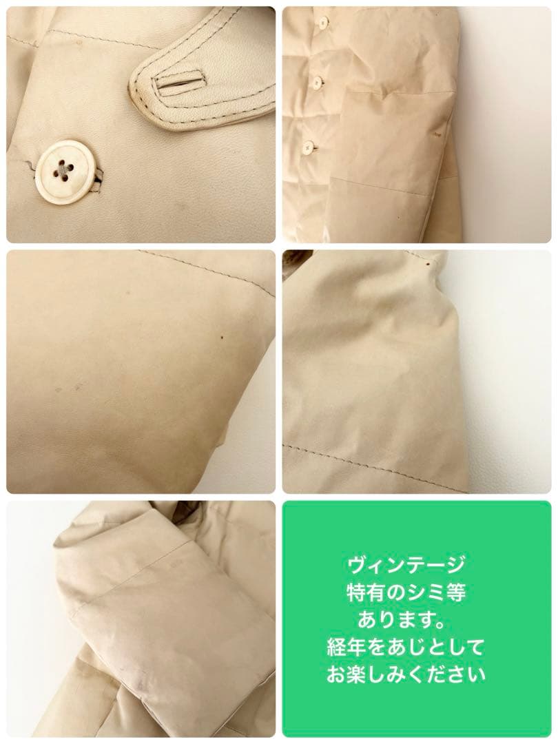 45R 45rpm 馬皮革　ダウン入りジャッケット　クリーム　カシミヤ付け襟