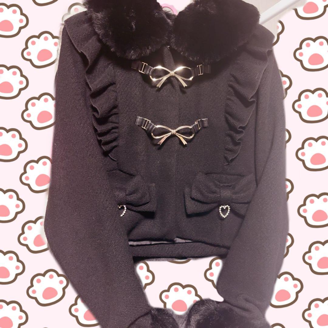 NOEMIE お嬢さんワッフルショートコート 黒 M