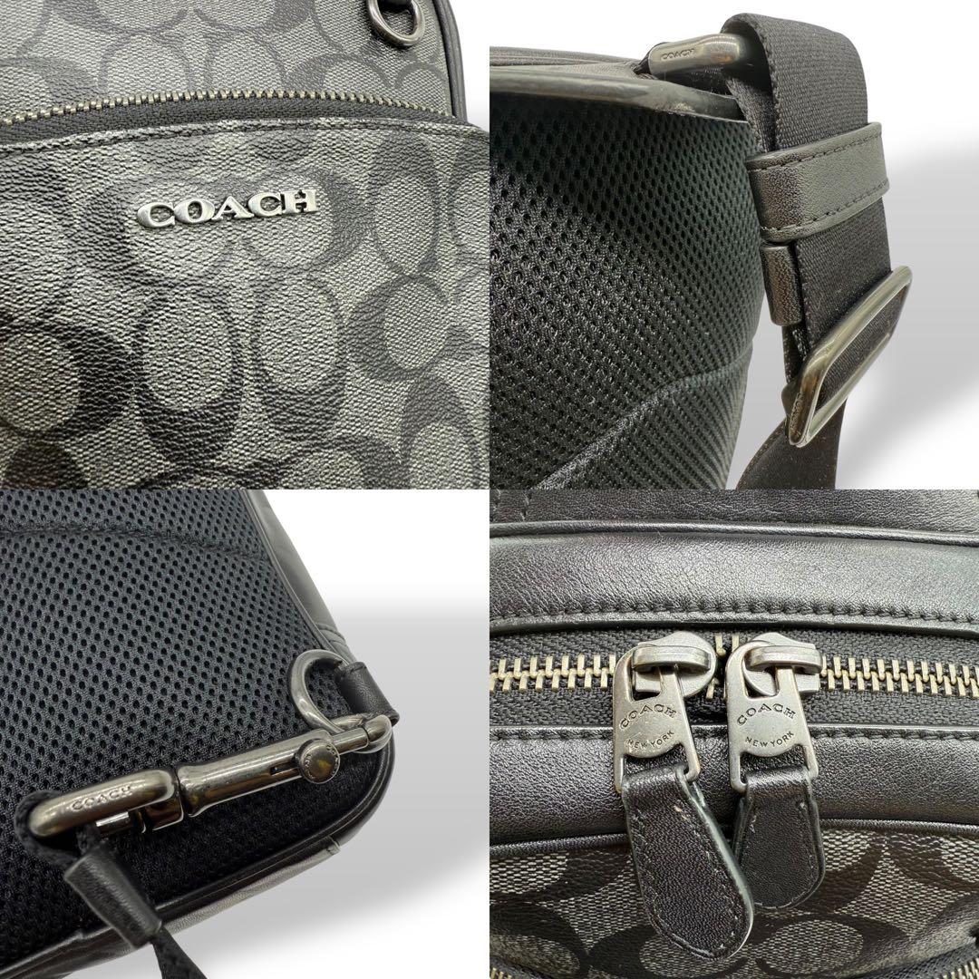 【美品】COACH コーチ ボディバッグ PVC ショルダーバッグ メンズ 黒