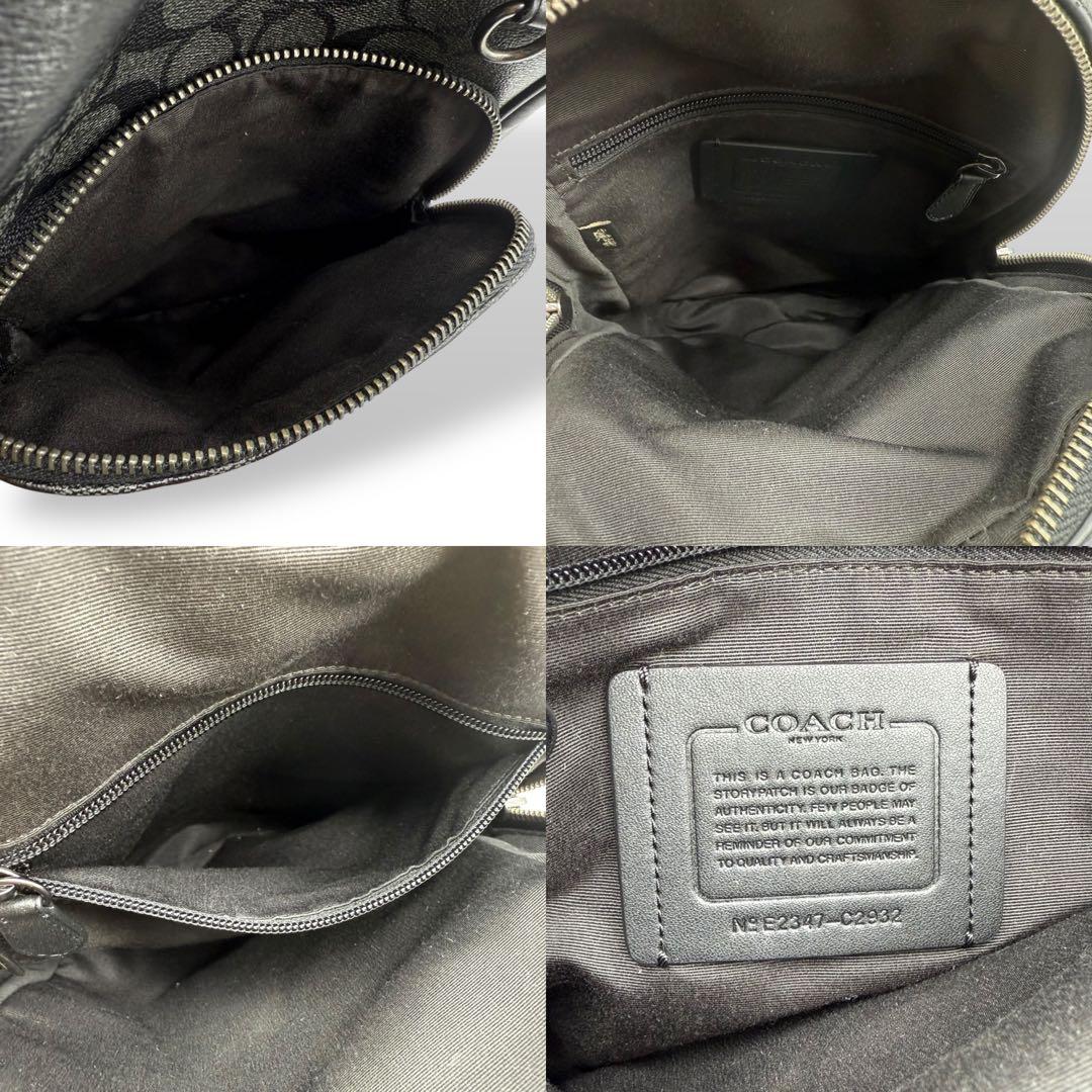 【美品】COACH コーチ ボディバッグ PVC ショルダーバッグ メンズ 黒