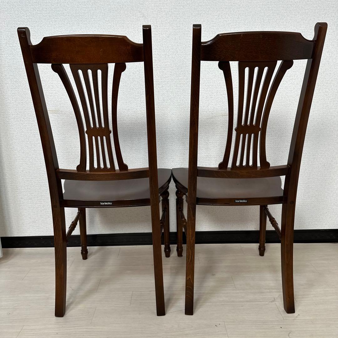 （1/2）カリモク コロニアル ダイニングチェア 食卓椅子 2脚セットi4※