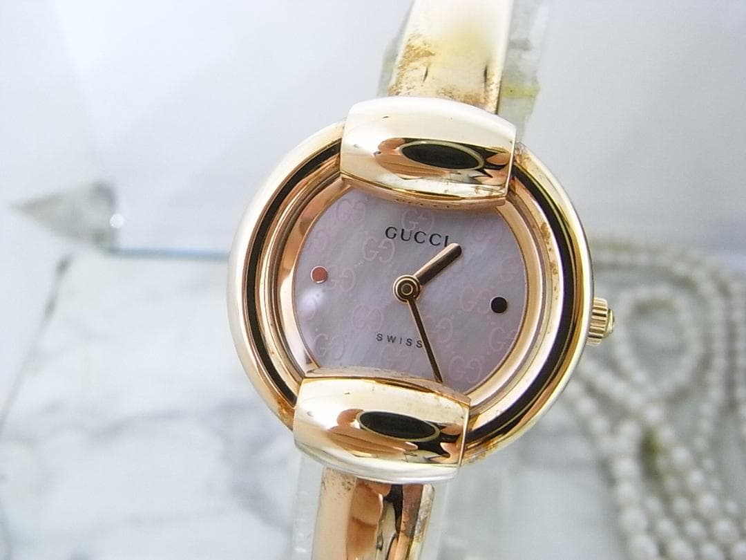 にゃんこ様　美品　グッチ　1400L 　GG文字盤　ピンクゴールド　カラー