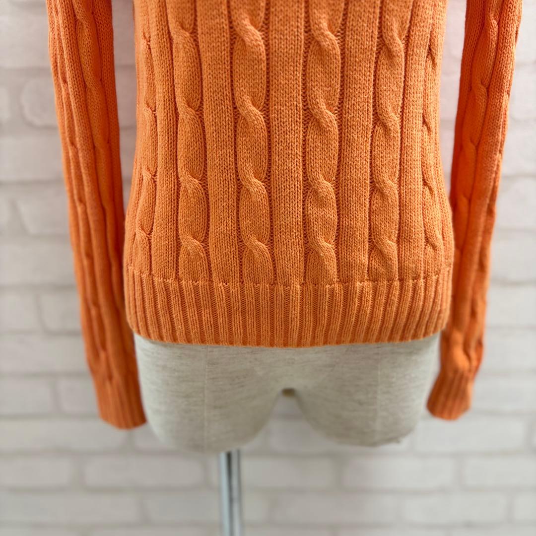 ★美品★POLO RALPH LAUREN 現行 QR オレンジ ケーブルニット