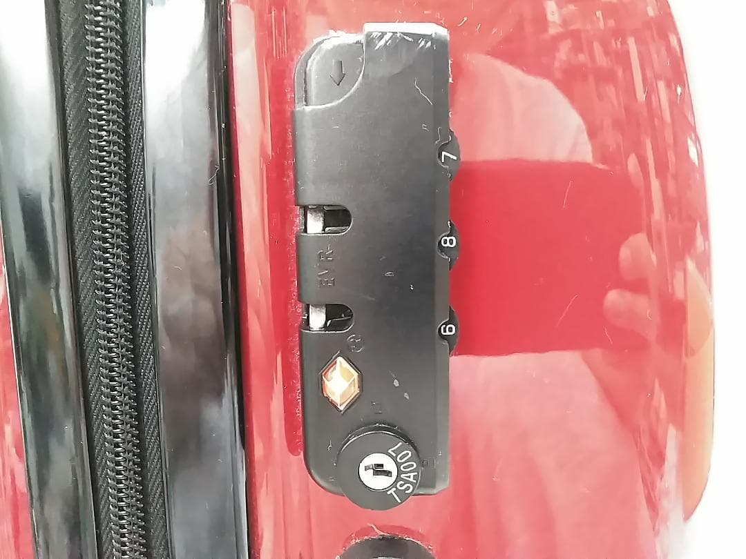  MINI ストライプ キャリーケース レッド トラベルバッグ ●