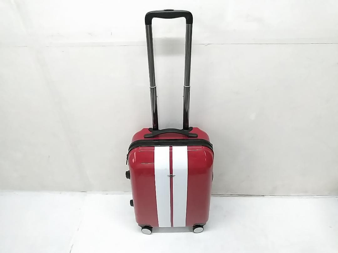  MINI ストライプ キャリーケース レッド トラベルバッグ ●
