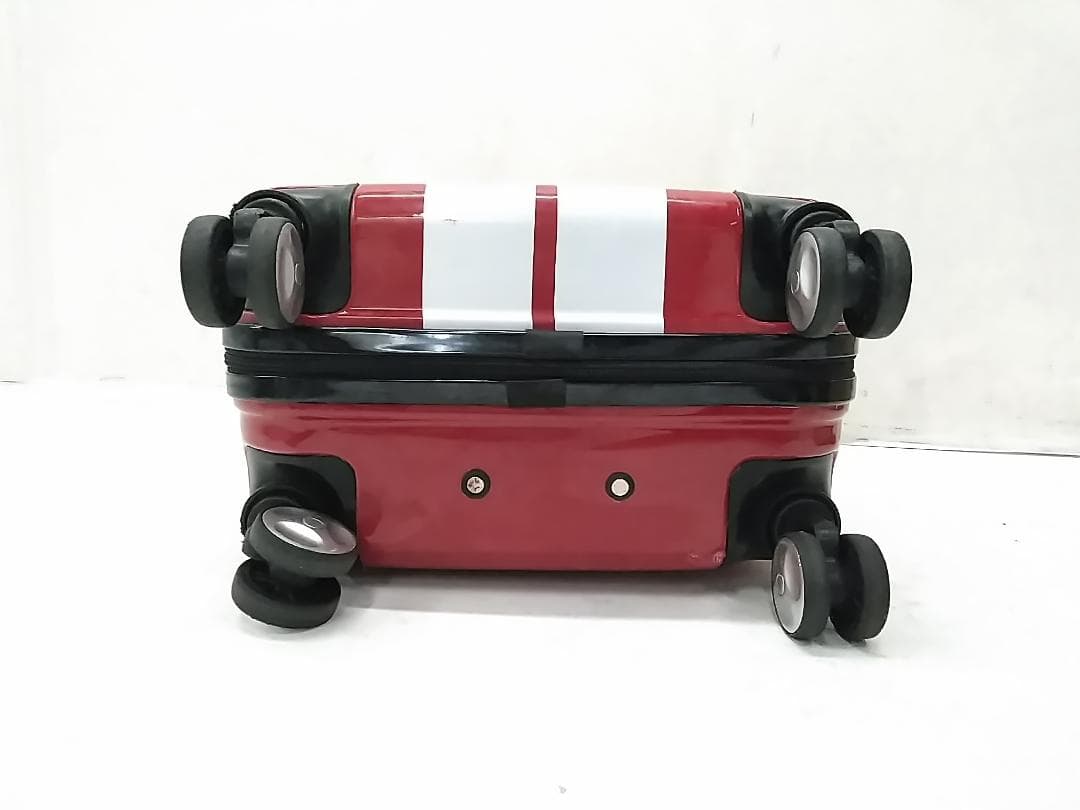  MINI ストライプ キャリーケース レッド トラベルバッグ ●