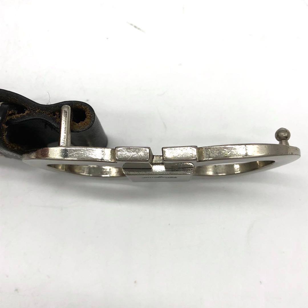 ✨希少・美品✨フェラガモ ベルト ダブルガンチーニ シルバー金具 レザー 黒