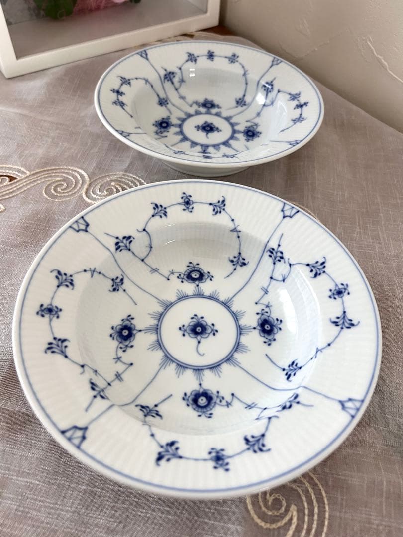 ブルーフルーテッド　プレイン　ディーププレート