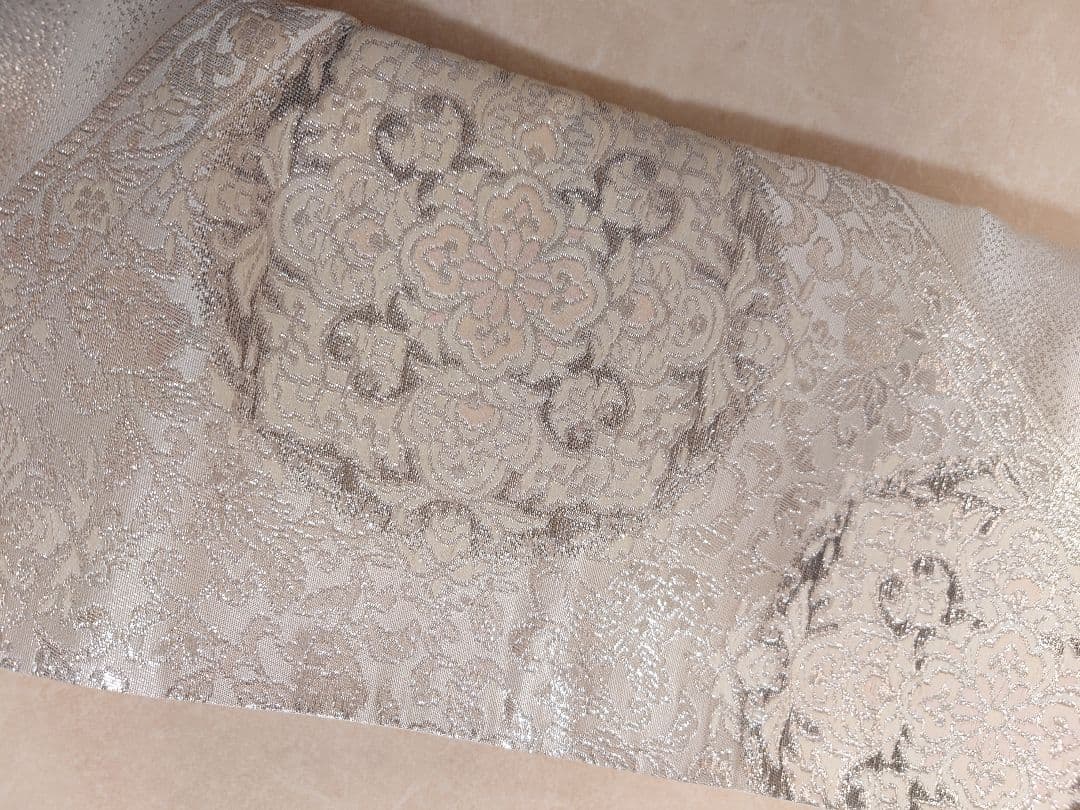 七五三　ハーフ成人式　ジュニア帯　大人用袋帯からの作り帯　1点物　正絹　銀系