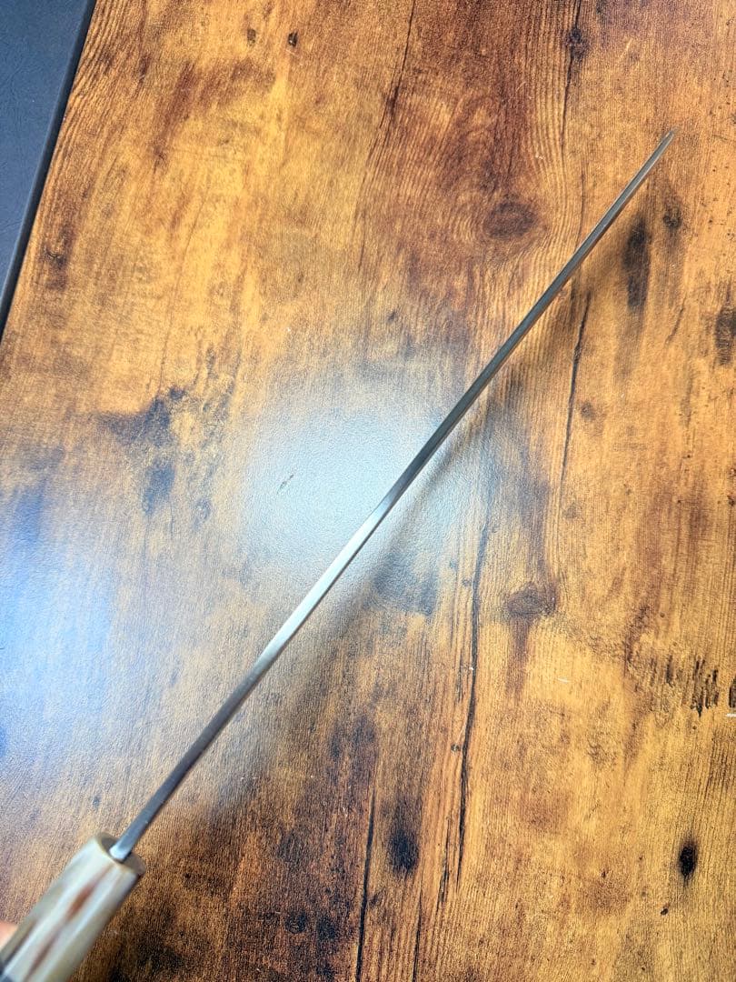 【堺打刃物】祥太郎作　刺身 切付　尺ニ寸　包丁　銀三鋼　鬼反り黒檀水牛八角水牛柄