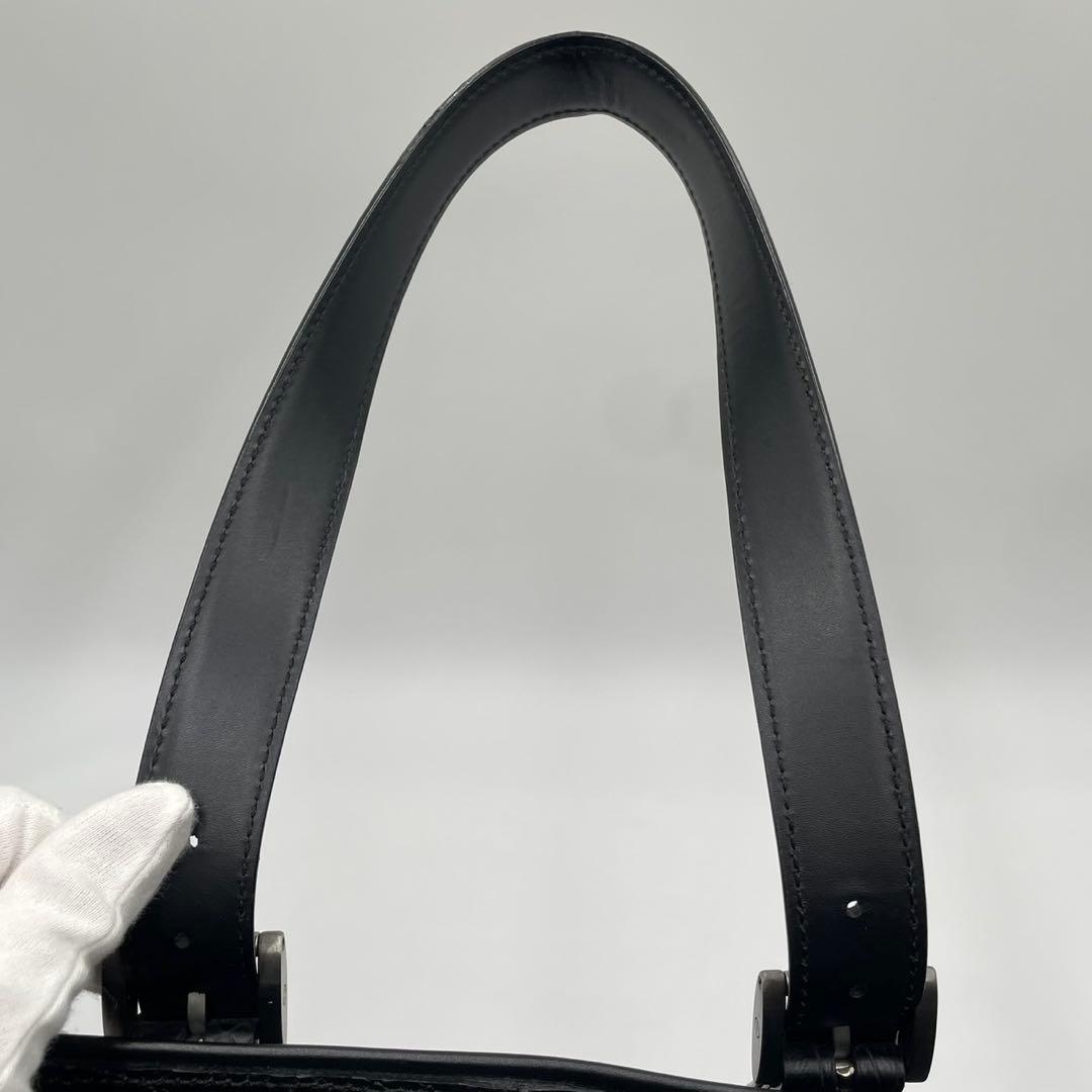 【極美品】 ジョルジオアルマーニ 銀座タワー トートバッグ 型押し レザー 黒