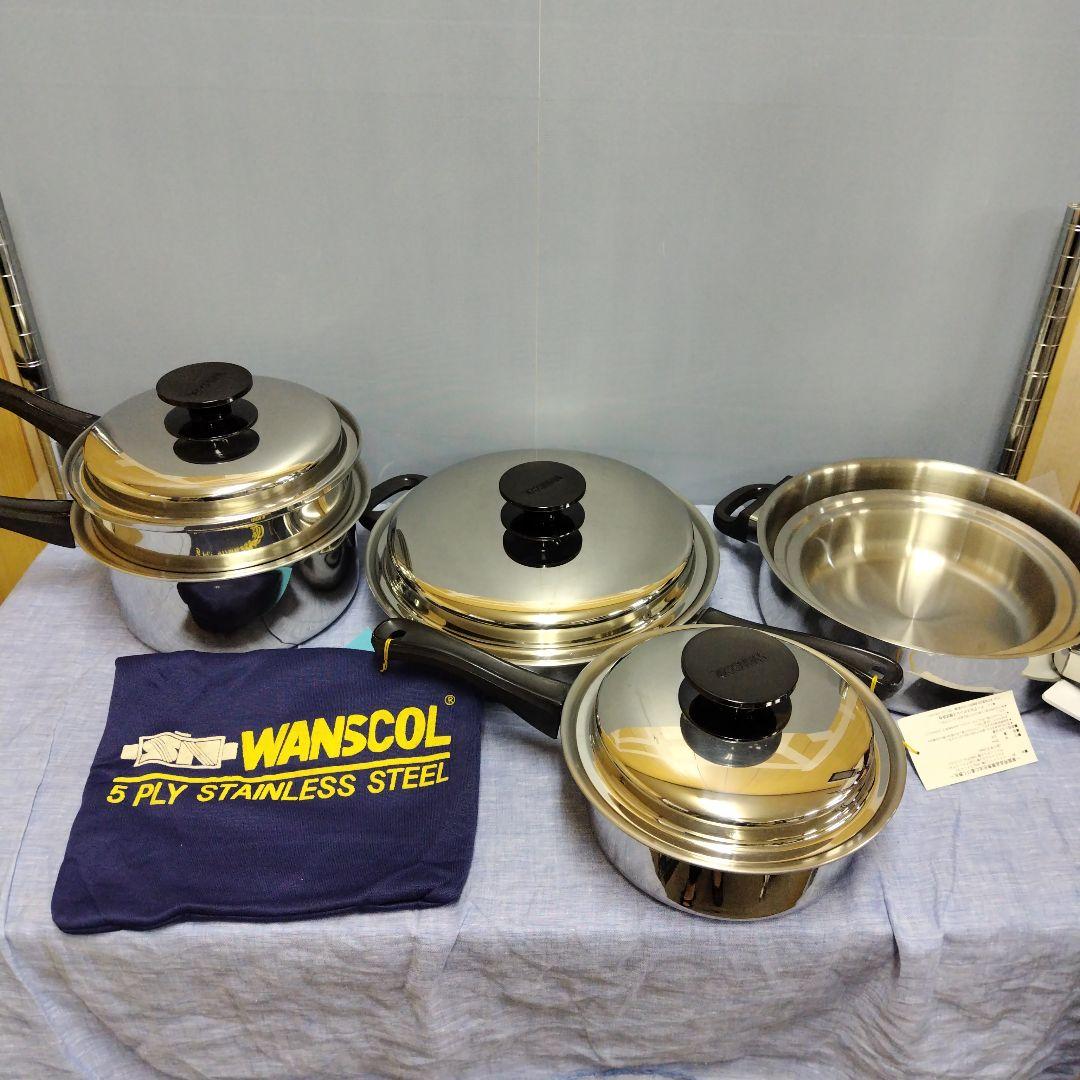 WANSCOL ステンレス鋼 鍋・フライパンセット 袋付き　C948