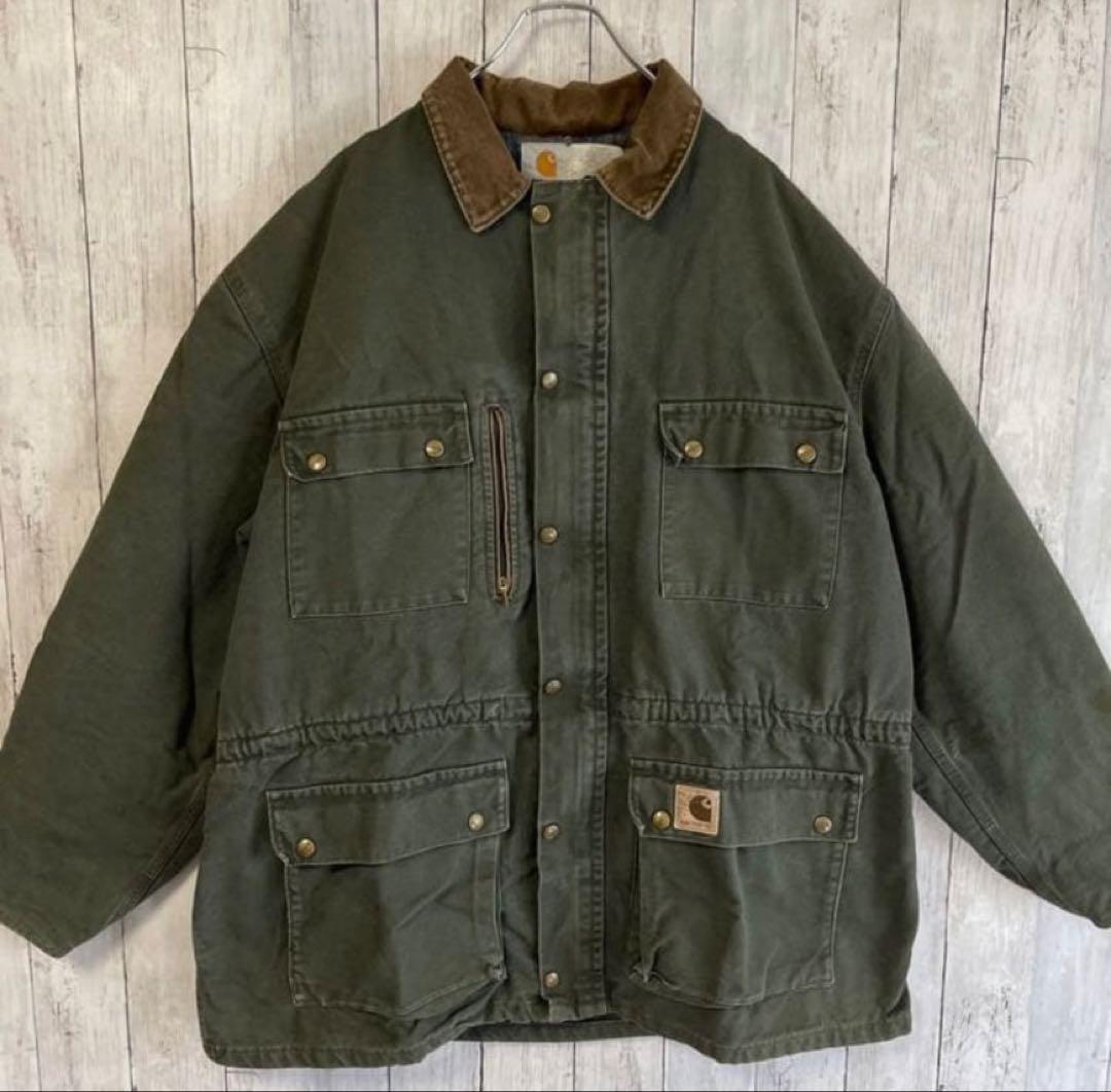 carharttカーハート ダックジャケット L 刺繍ロゴ 90s アメリカ製