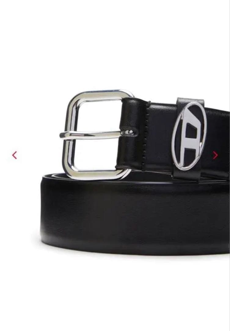 DIESEL ブラックロゴレザーベルト　80