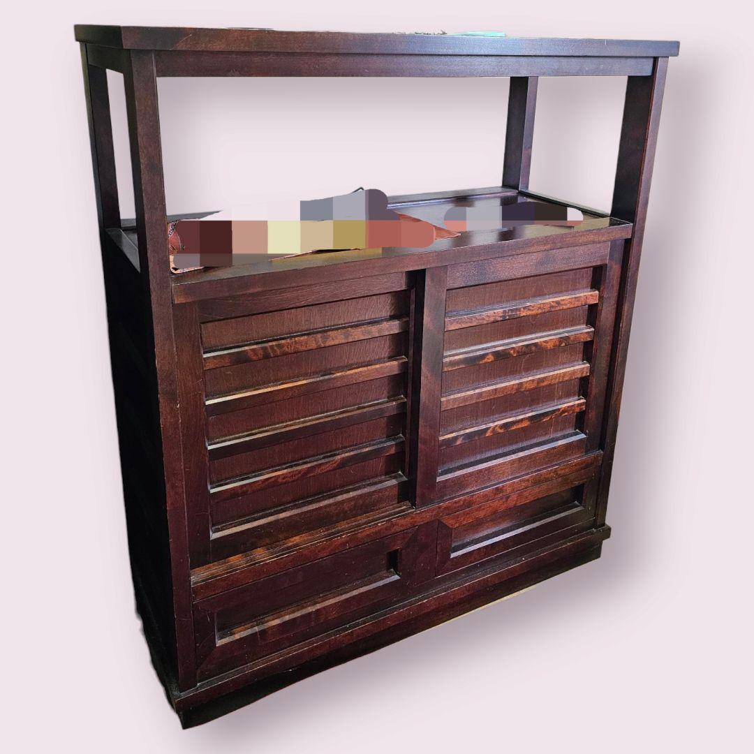 【送料込み】清掃後値上げ予定　北海道民芸家具 茶タンス 茶棚 飾り棚 和モダン