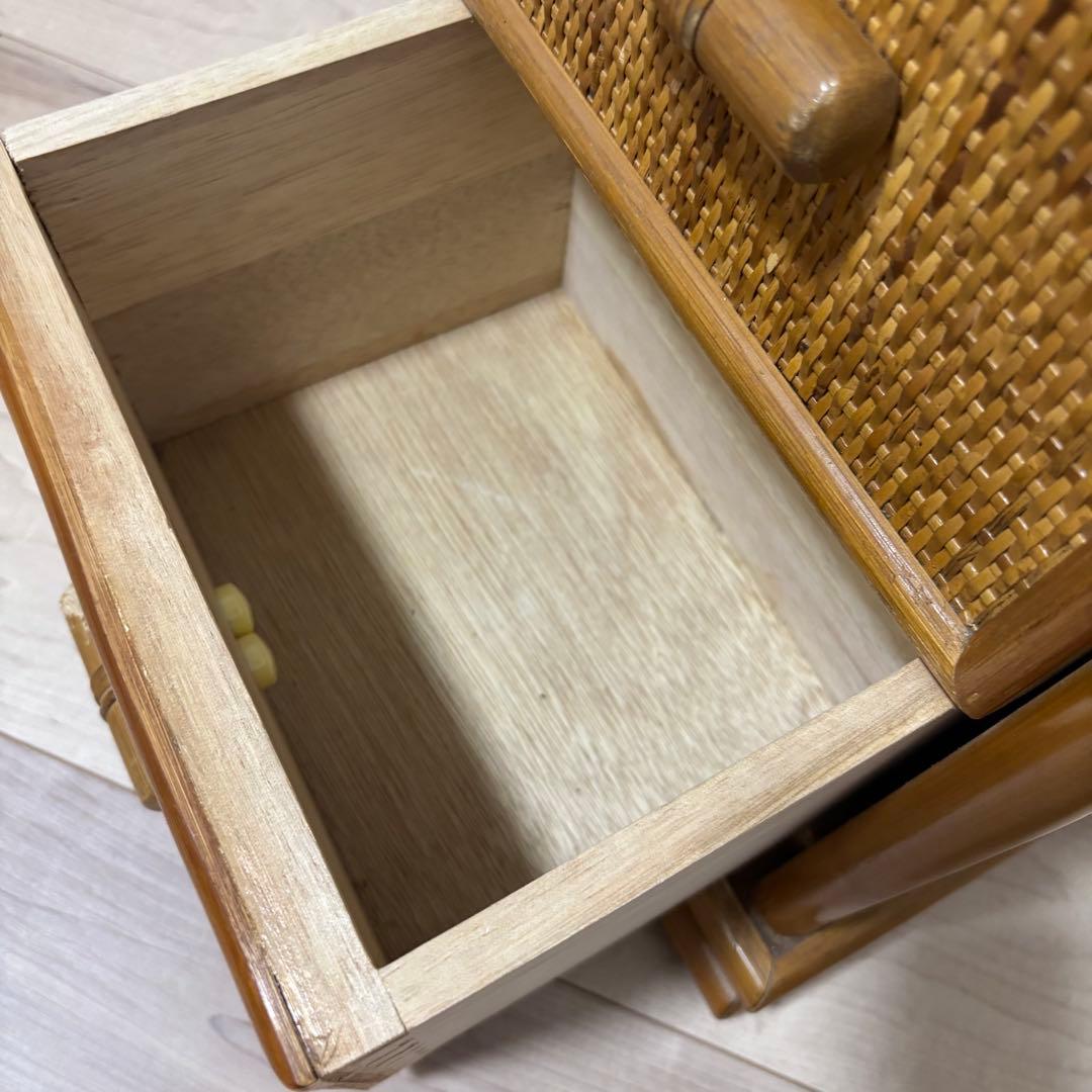 ラタン　5段チェスト　棚　引き出し　ラック　アジアンテイスト スリム