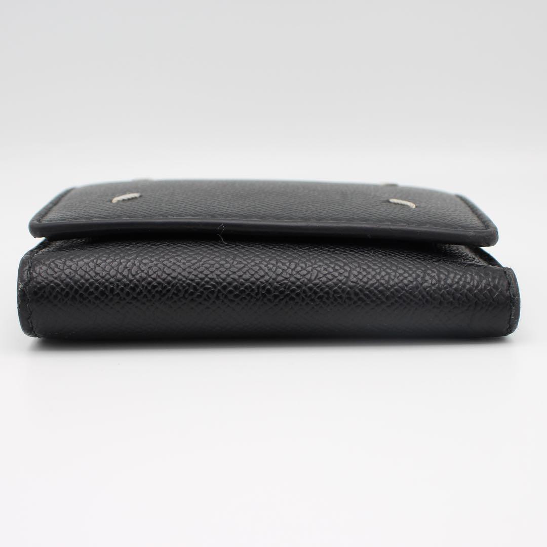 Maison Margiela 黒 レザー 三つ折り財布　シボ革