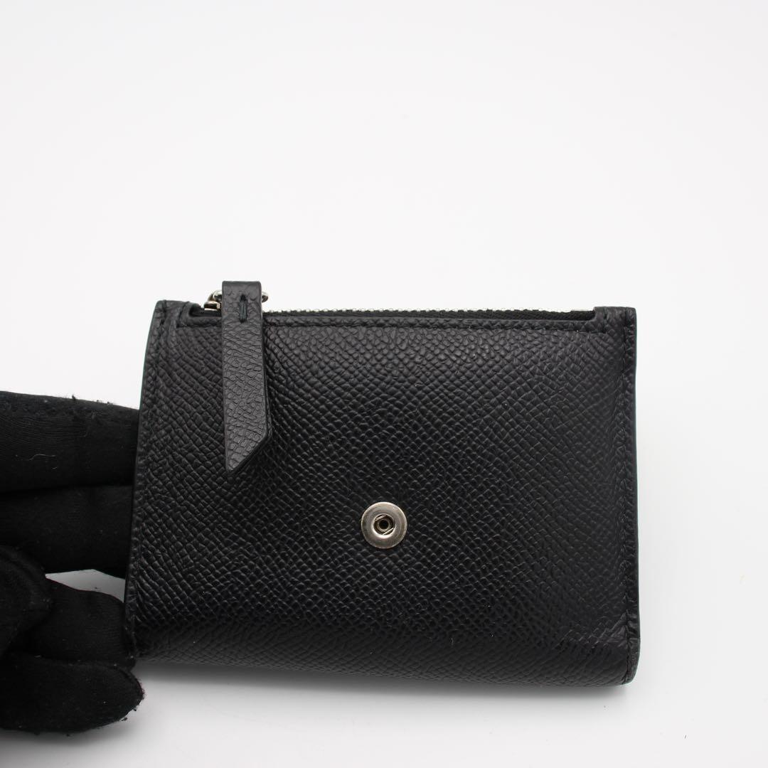 Maison Margiela 黒 レザー 三つ折り財布　シボ革