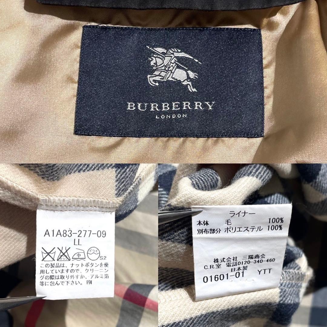 【美品/LL/ライナー】バーバリーロンドン ステンカラーコート メガチェック 黒