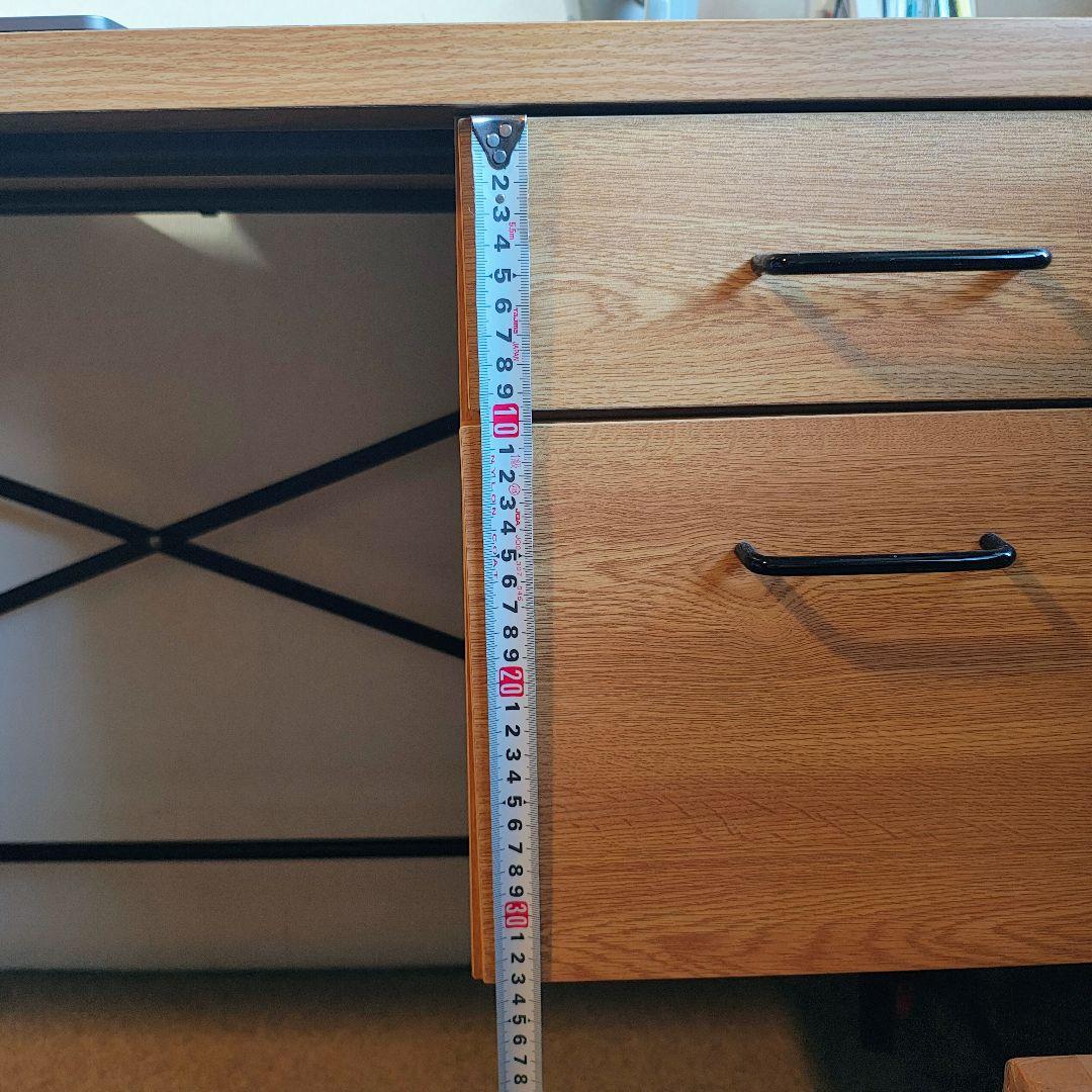 お洒落 アイアン×木目 デスク 引出し付