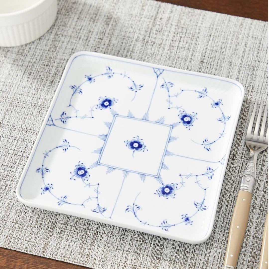 新品未使用　ロイヤルコペンハーゲン　 スクエア皿 5枚　ブルーフルーテッド