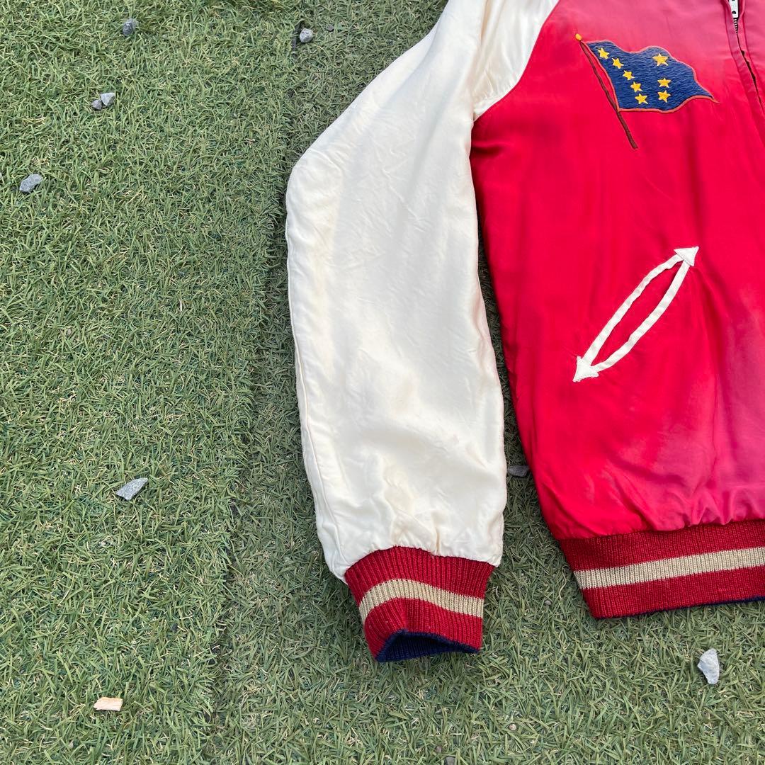 「Mサイズ」　テーラー東洋スカジャン　エイジング　ALASKA アメカジ　青　赤