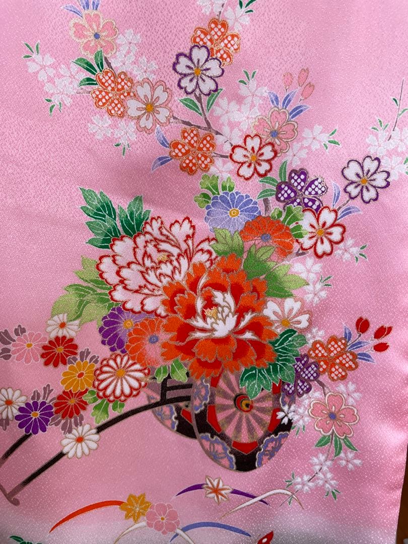 七五三　7歳　女の子　フルセット　一式　ピンク　黒　753 着物