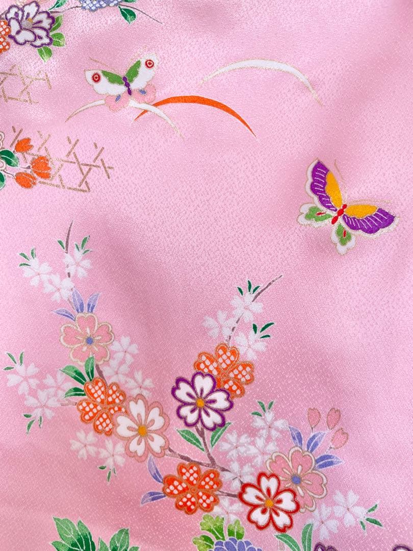 七五三　7歳　女の子　フルセット　一式　ピンク　黒　753 着物