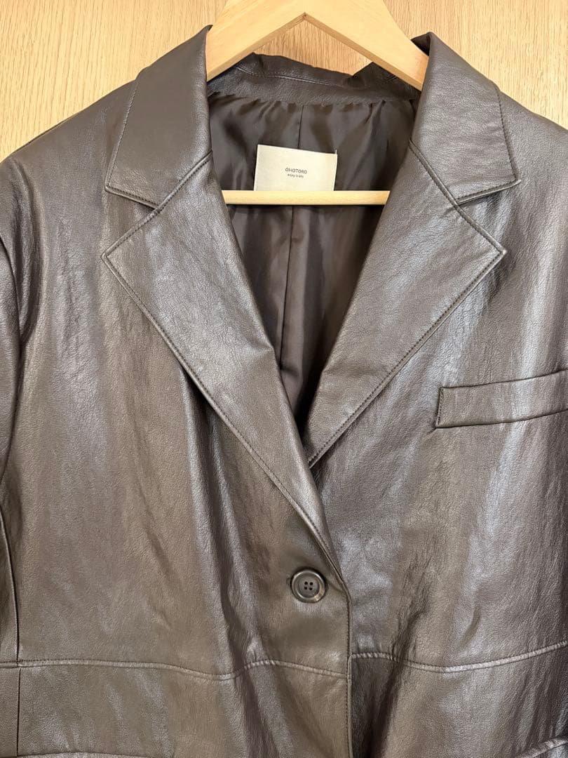 美品⭐︎OHOTOROダークブラウン レザージャケットオーバーサイズ