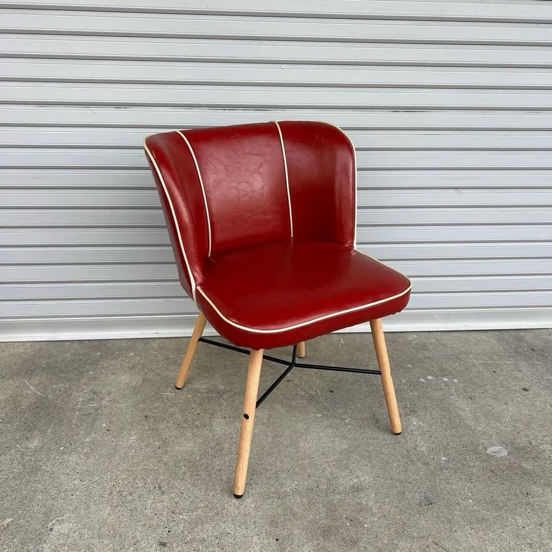 Donovan ダイニングチェアー 木製 PUレザー レッド