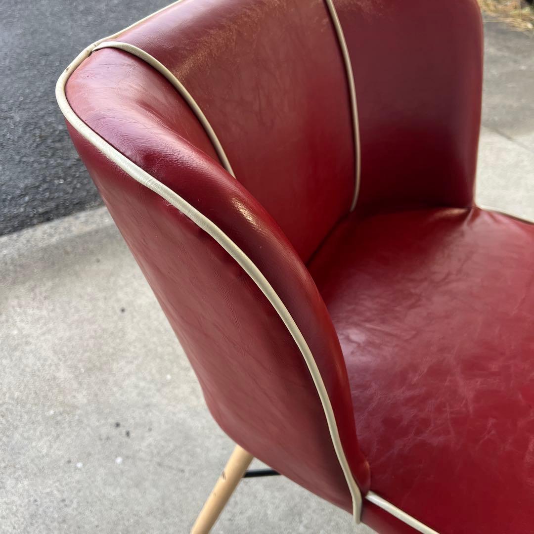 Donovan ダイニングチェアー 木製 PUレザー レッド