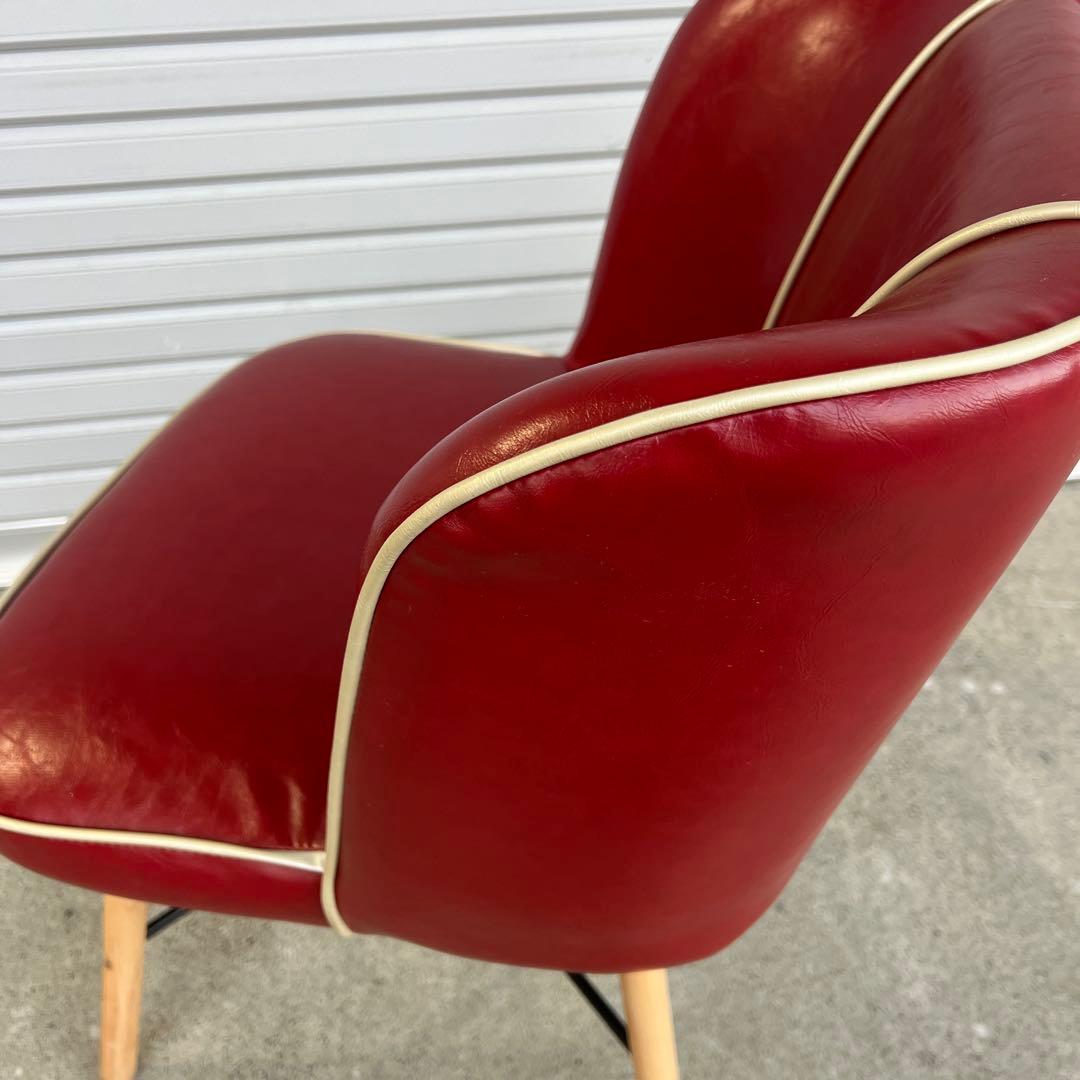 Donovan ダイニングチェアー 木製 PUレザー レッド