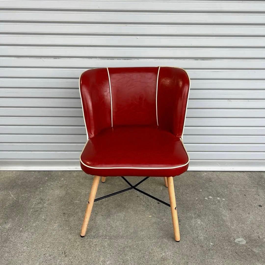 Donovan ダイニングチェアー 木製 PUレザー レッド