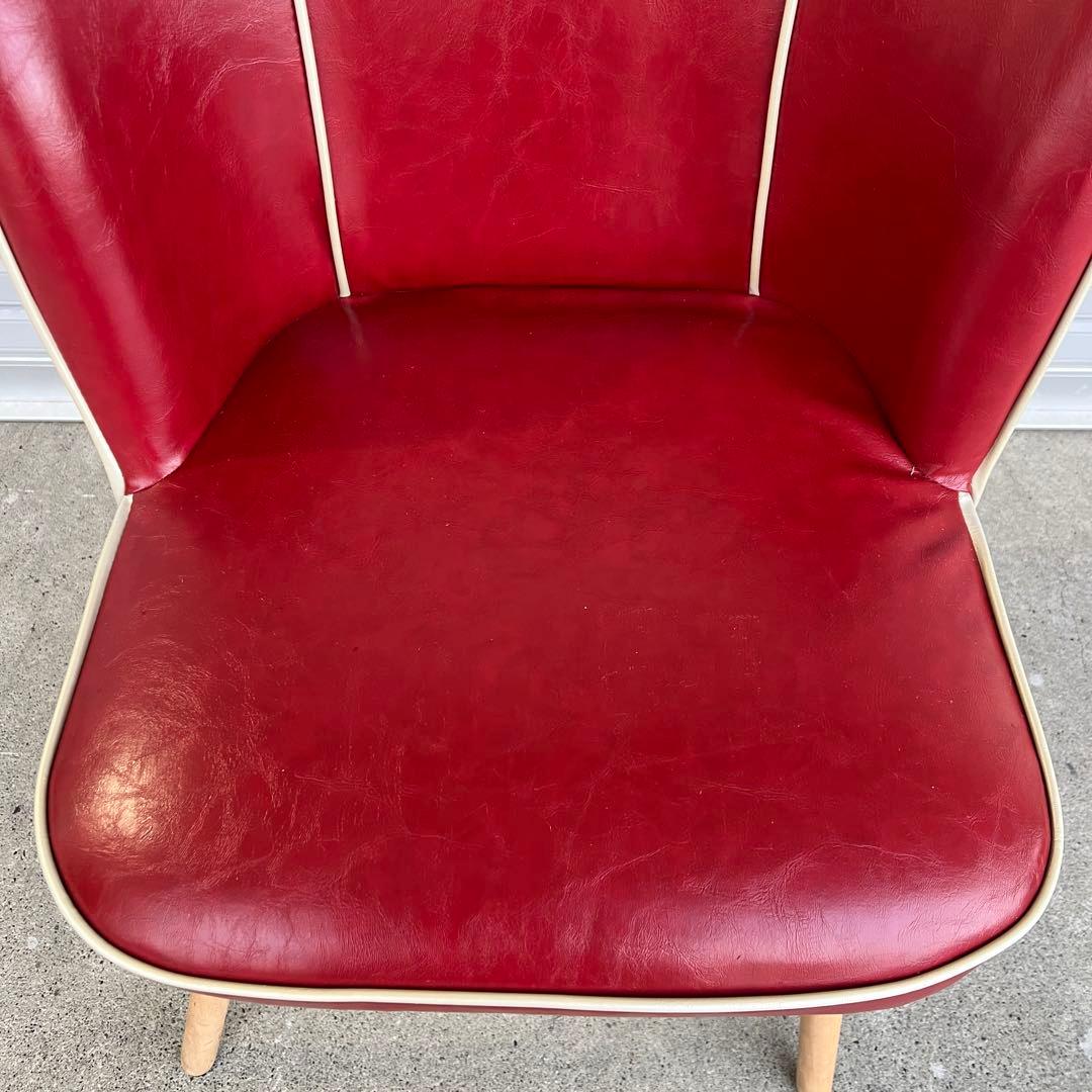 Donovan ダイニングチェアー 木製 PUレザー レッド