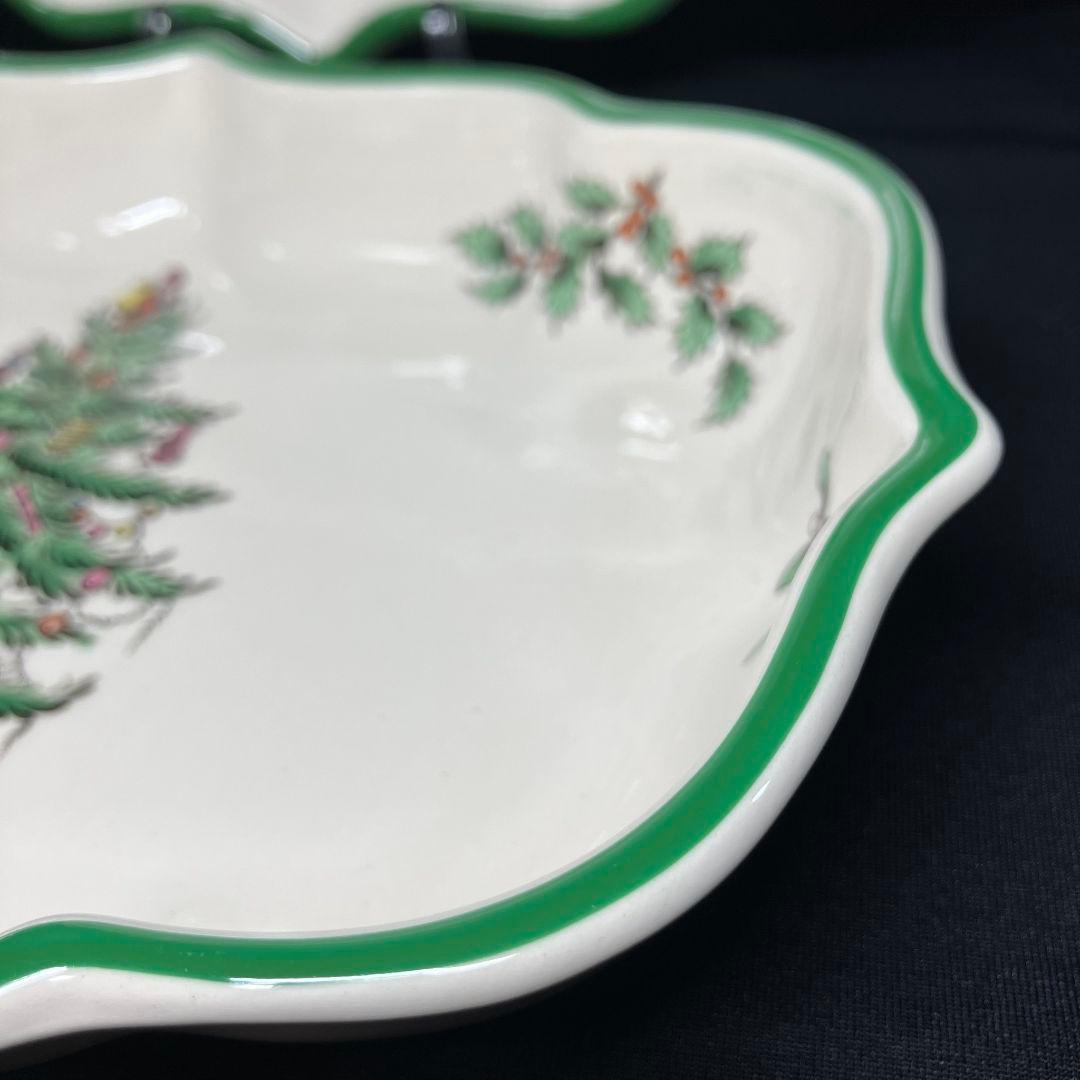 スポード クリスマスツリー オーバルプレート 2客 カップ&ソーサー 1客 レア