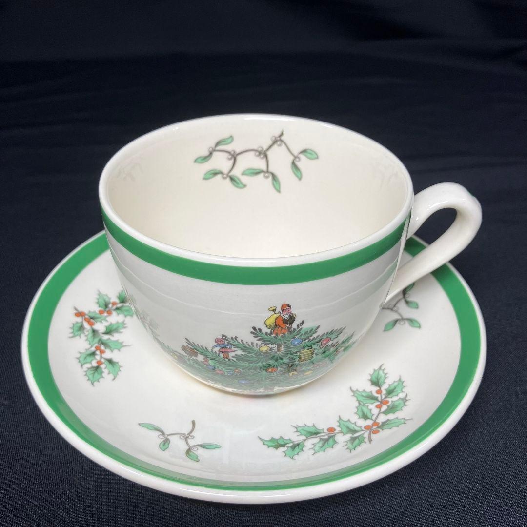スポード クリスマスツリー オーバルプレート 2客 カップ&ソーサー 1客 レア