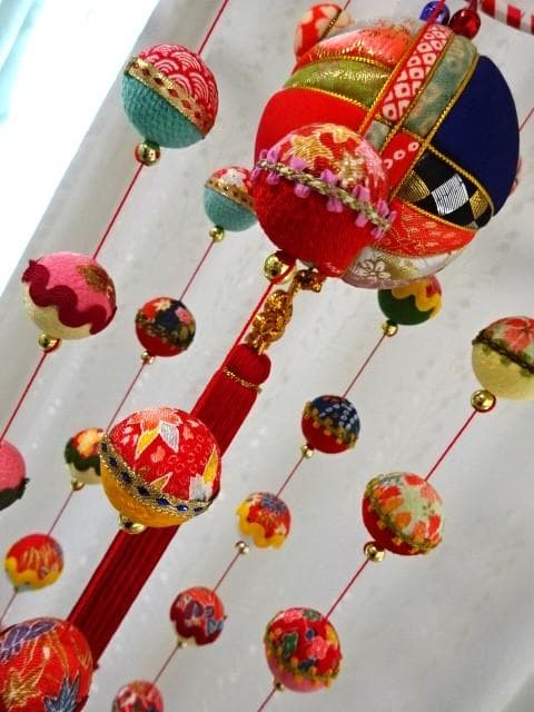 【1】縁起の良い　柳川さげもん　木目込み鞠　吊るし飾り　ハンドメイド　ひな祭り