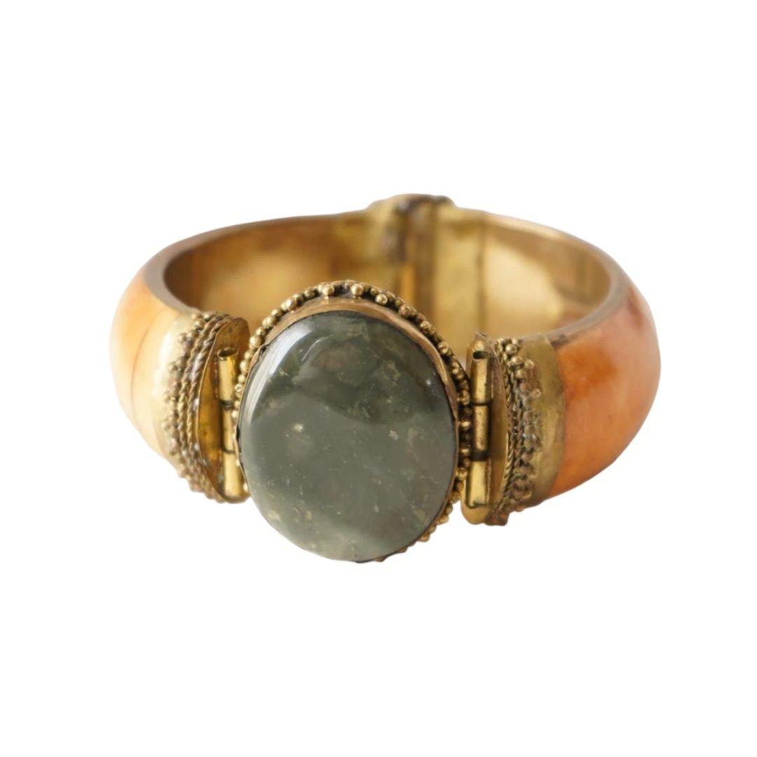 アフリカ輸入 天然石風バングル（アンティーク調） [並行輸入品]