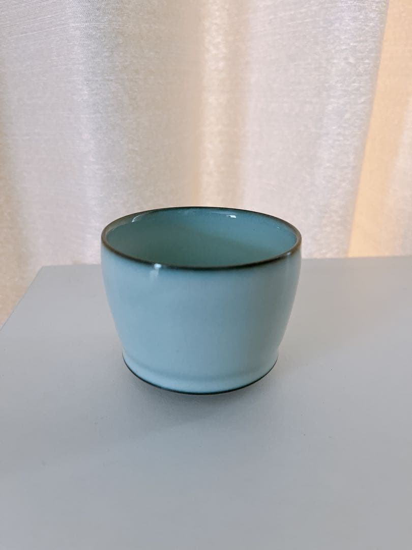 【未使用】小石原焼　人間国宝　福島善三　中野月白瓷ぐい呑　共箱　共布