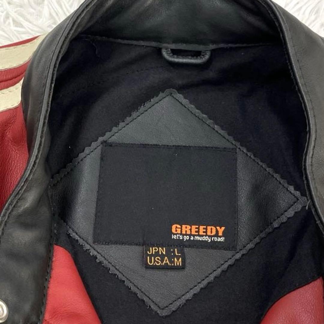 極美品✨　CLUB GREEDY　シングルライダース　L　本革　レザー　赤/黒