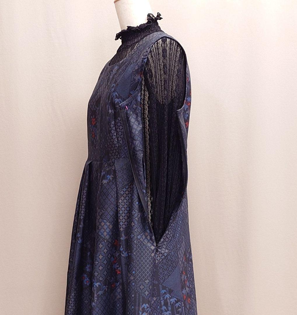 着物リメイク 配色ジャケットとプリーツワンピース