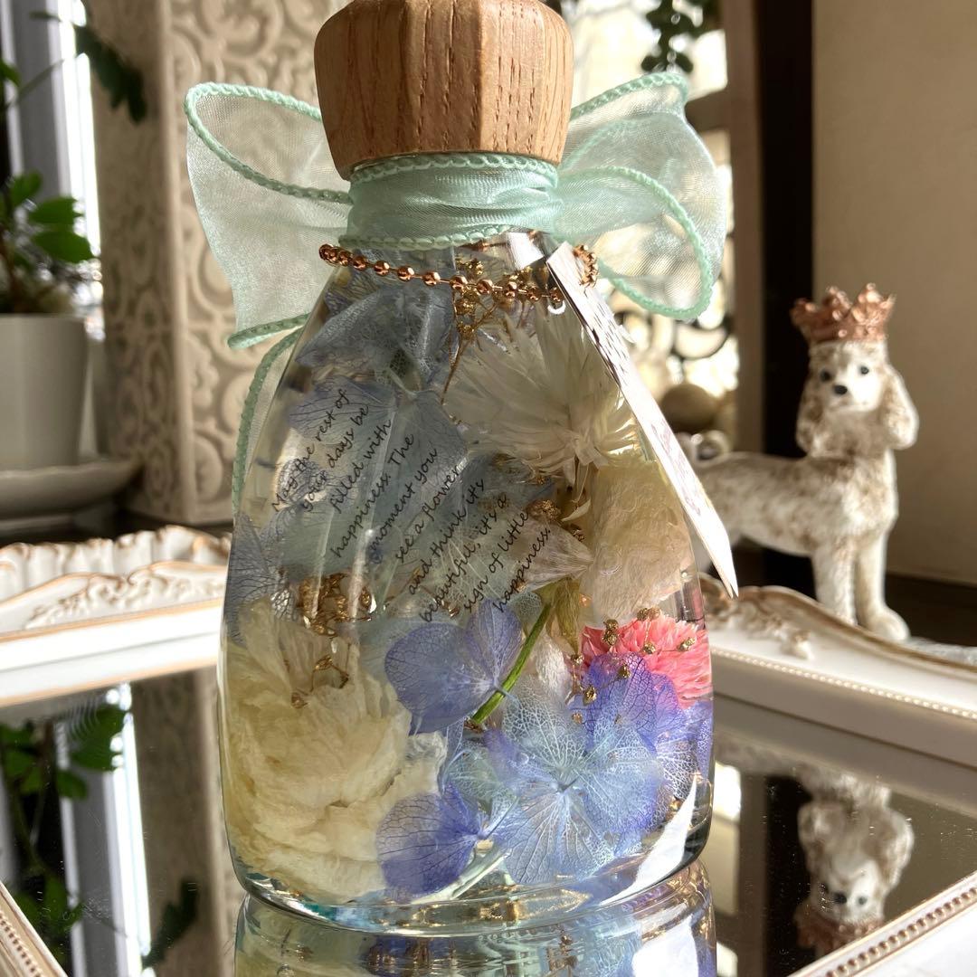 ◆ハーバリウム　309 ラナンとバラの華やかbottle *.:。✿*゜